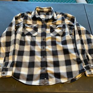 Eddie Bauer Black and White Button Down Flannel Shirt